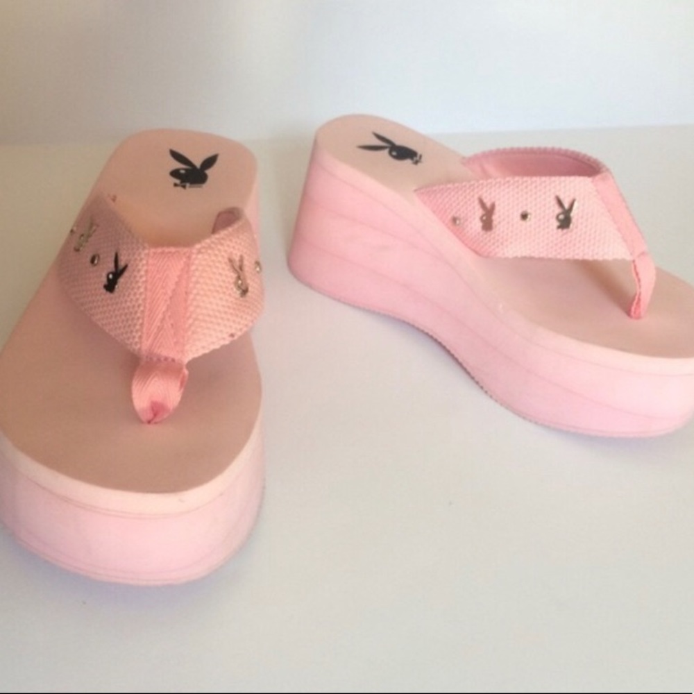 pink playboy platform flip flops ISO